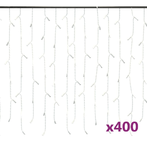 vidaXL Luci a Ghiaccioli a LED 10 m 400 LED Bianco Caldo 8 Funzioni
