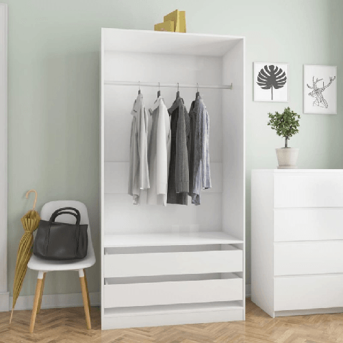 vidaXL Armadio Bianco Lucido 100x50x200 cm in Legno Multistrato