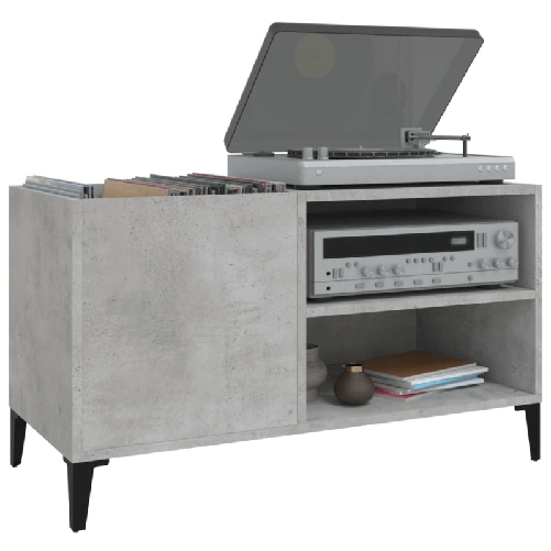 Mobile Porta Dischi Grigio Cemento 84,5x38x48 Legno Multistrato
