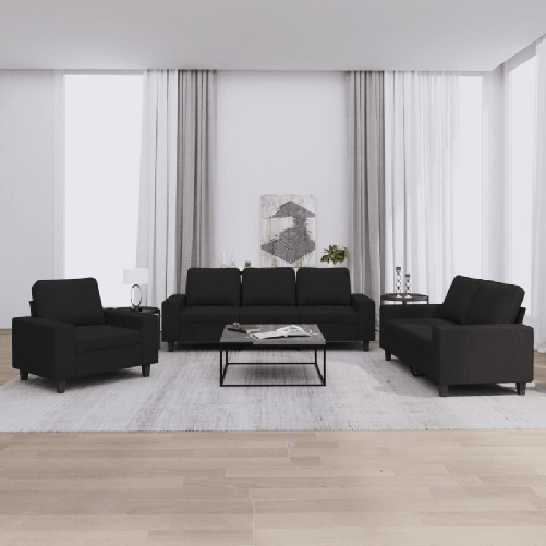 vidaXL Set d Divani 3 pz Nero in Tessuto