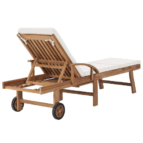 vidaXL Lettini Prendisole con Cuscini 2 pz in Legno di Teak Crema