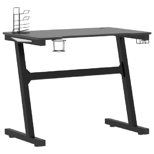 vidaXL Scrivania da Gaming LED con Gambe a Forma di Z Nera 90x60x75cm