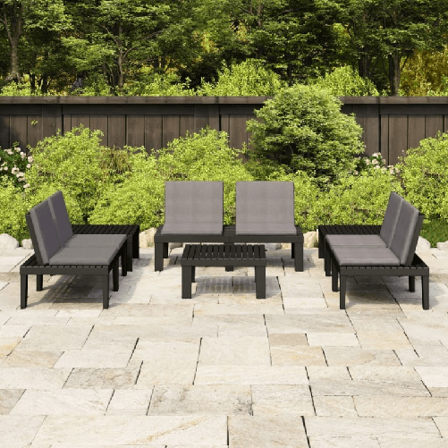 vidaXL Set Divani da Giardino con Cuscini 6 pz in Plastica Grigio