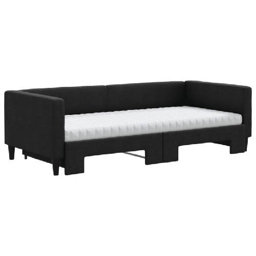 vidaXL Divano Letto Estraibile con Materassi Nero 90x200 cm in Tessuto
