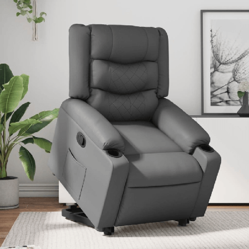 vidaXL Poltrona Alzapersona Reclinabile Grigio in Similpelle