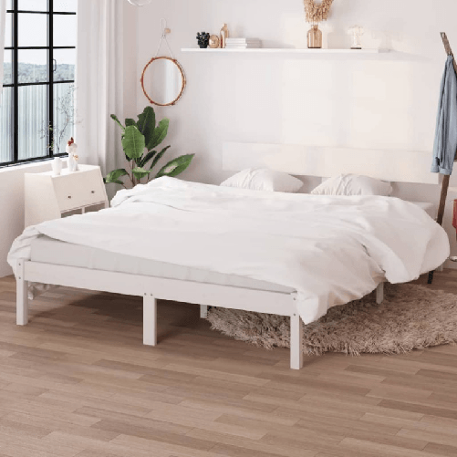 Giroletto Bianco in Legno Massello di Pino 150x200 cm UK King