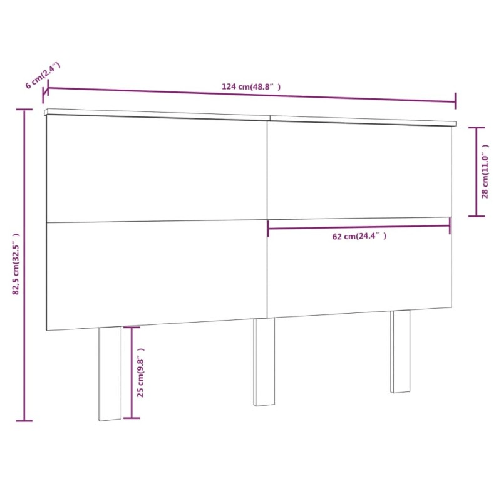 Testiera per Letto 124x6x82,5 cm in Legno Massello di Pino