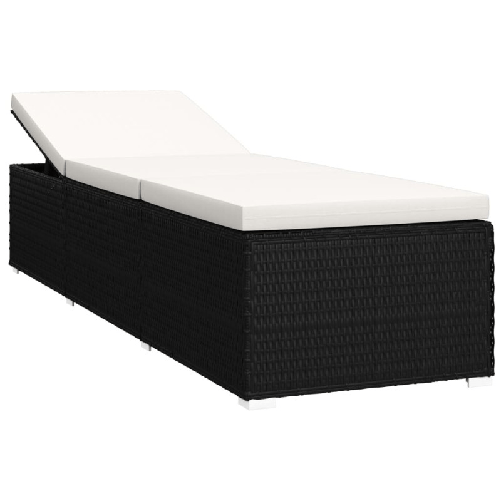 vidaXL Lettino Prendisole Cuscino e Tavolino Polyrattan Bianco Crema
