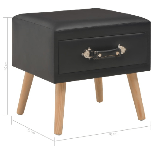 Comodino Nero 40x35x40 cm in Similpelle