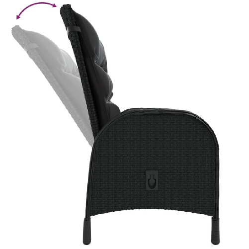 vidaXL Set da Bistrot per Giardino 5 pz in Polyrattan Nero