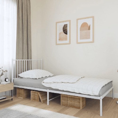 vidaXL Giroletto con Testiera Metallo Bianco 100x200 cm