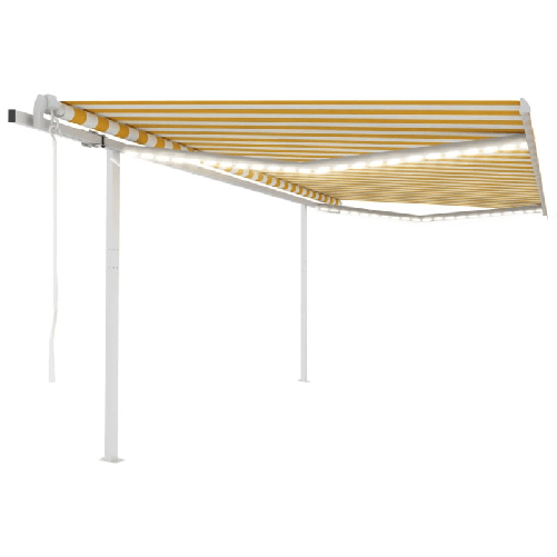 Tenda Automatica con Sensore Vento LED 4,5x3,5m Gialla e Bianca