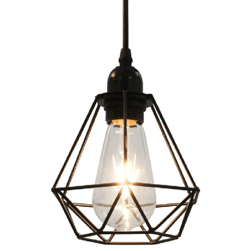 Lampadario con Design Diamante Nero 3 Lampadine E27