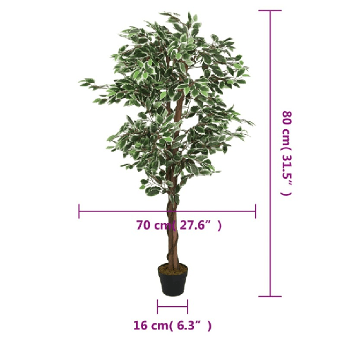 vidaXL Albero di Ficus Artificiale 378 Foglie 80 cm Verde