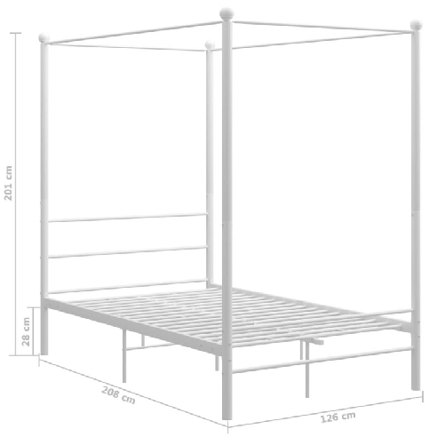 vidaXL Letto a Baldacchino Bianco in Metallo 120x200 cm