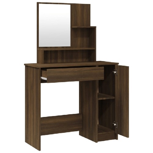 vidaXL Set Tavolo da Toeletta Rovere Marrone 86,5x35x136 cm