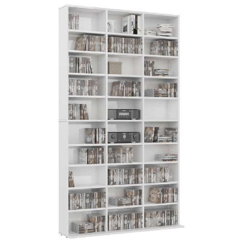 Mobile Porta TV Bianco Lucido 102x16x177,5 cm Legno Multistrato