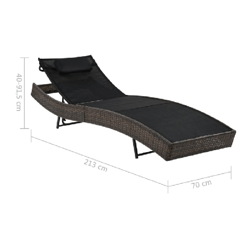 vidaXL Lettino Prendisole con Cuscino in Polyrattan Marrone