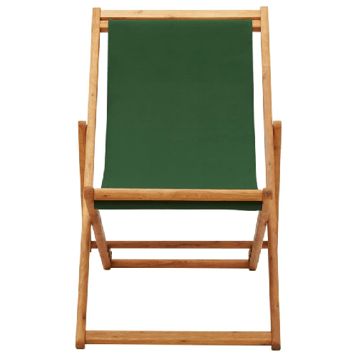 vidaXL Sedia da Spiaggia Pieghevole Legno di Eucalipto e Tessuto Verde