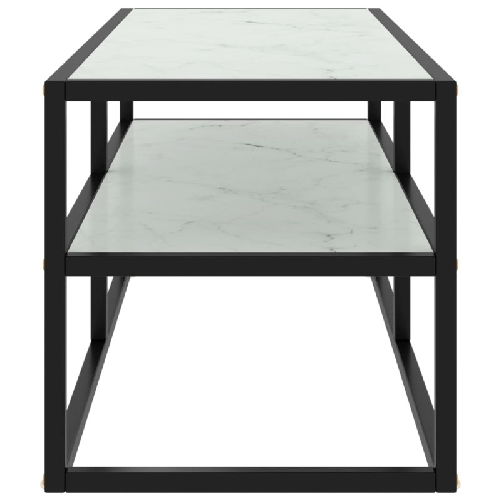 vidaXL Mobile Porta TV Nero con Vetro Marmo Bianco 100x40x40 cm
