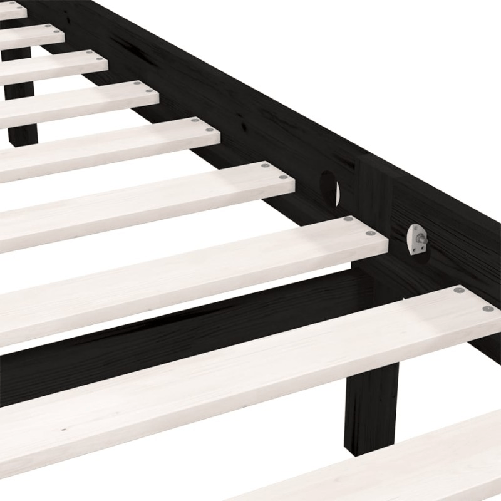 vidaXL Giroletto Nero in Legno Massello di Pino 140x190 cm