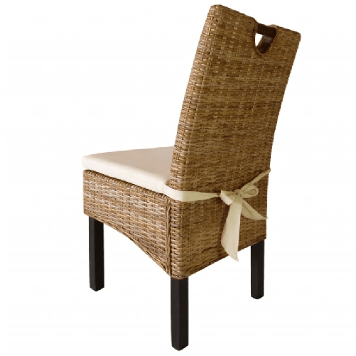 vidaXL Sedie Sala da Pranzo 2 pz in Rattan Kubu e Legno di Mango