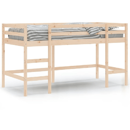 Letto Soppalco con Scala Bambini 80x200cm Massello Pino
