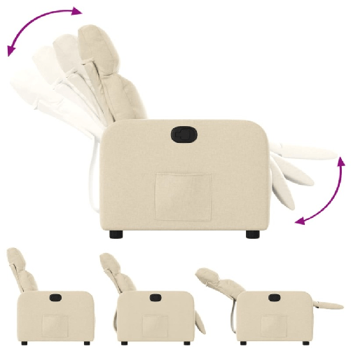 vidaXL Poltrona Reclinabile in Tessuto Crema