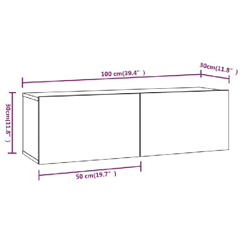 Mobili Porta TV a Parete 4 pz Rovere Sonoma 100x30x30 cm