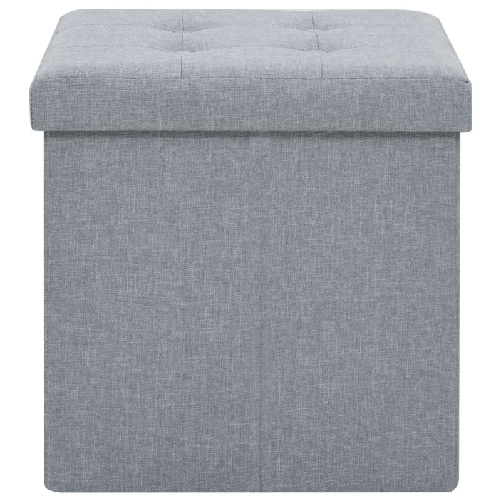 vidaXL Pouf Pieghevoli con Contenitore 2pz Grigio Chiaro in Simil Lino