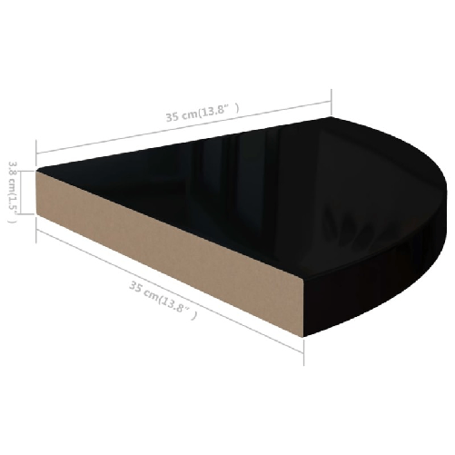 vidaXL Scaffali Angolari a Parete 4 pz Nero Lucido 35x35x3,8 cm MDF