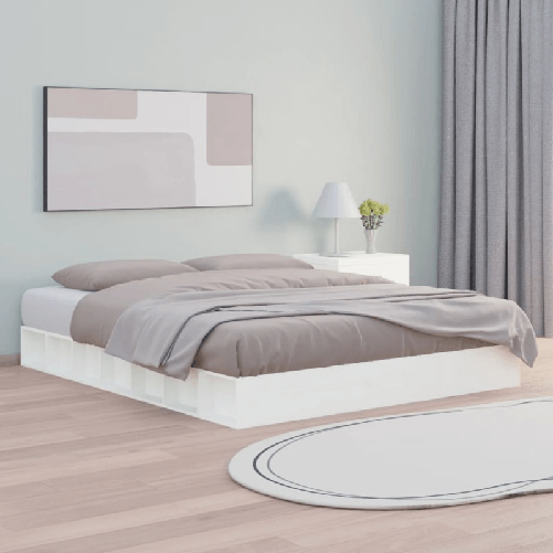 vidaXL Giroletto Bianco 150x200 cm 5FT King Size in Legno Massello