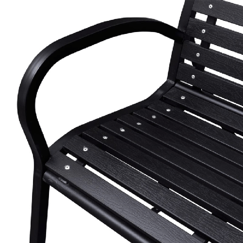 vidaXL Panchina da Giardino 125 cm Nera in Acciaio e WPC