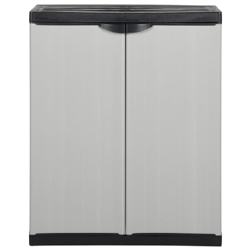 Armadietto da Giardino con 1 Ripiano Grigio e Nero 68x40x85 cm