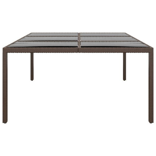 vidaXL Tavolo da Giardino con Piano Vetro Marrone 200x150x75 cm Rattan