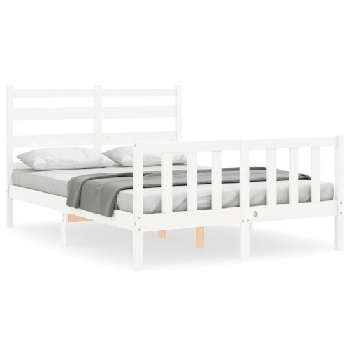 vidaXL Giroletto con Testiera Bianco 4FT Small Double Legno Massello