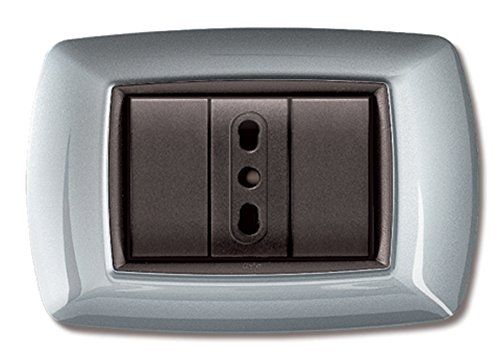 Elettrocanali Placche Tecnopolimero Mylife Alluminio Chiaro con Adattatore 3 Moduli