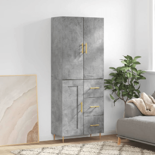 vidaXL Credenza Grigio Cemento 69,5x34x180 cm in Legno ingegnerizzato