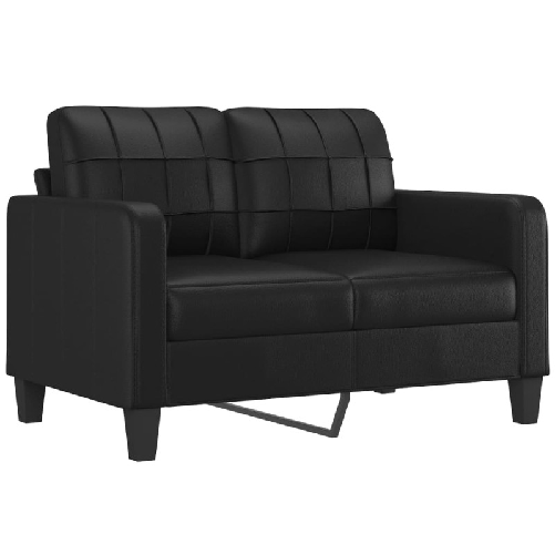 vidaXL Divano a 2 Posti con Cuscini Nero 120 cm in Similpelle