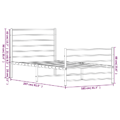 vidaXL Giroletto con Testiera e Pediera Metallo Bianco 100x200 cm