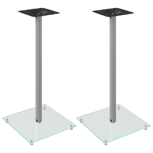 vidaXL Pedane Casse 2pz Argento Vetro Temperato Design a 1 Pilastro