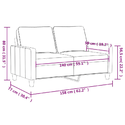 vidaXL Divano a 2 Posti Grigio 140 cm in Similpelle