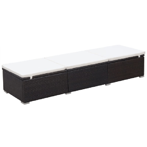 vidaXL Lettino Prendisole con Cuscino in Polyrattan Marrone
