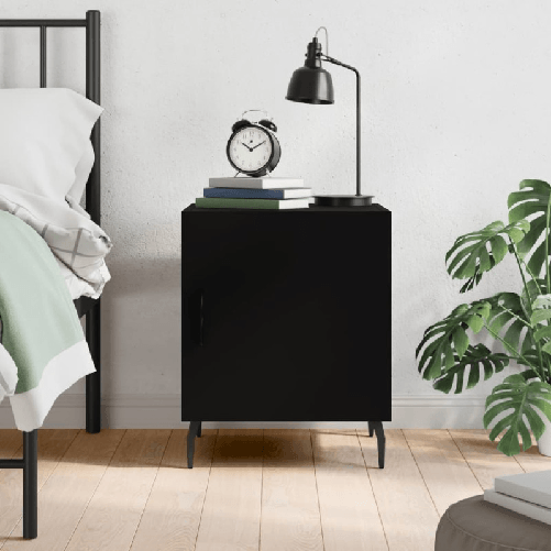 vidaXL Comodino Nero 40x40x50 cm in Legno ingegnerizzato