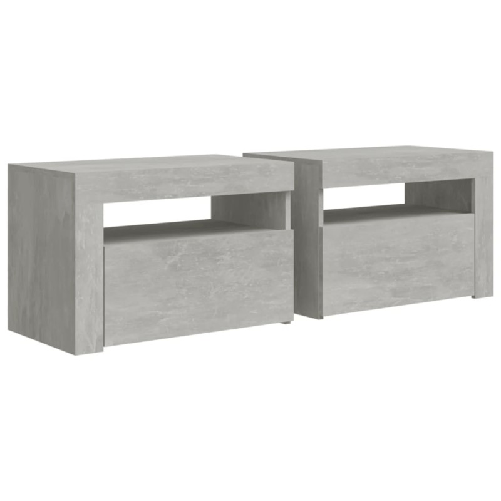 vidaXL Comodini 2 pz con Luci a LED Grigio Cemento 60x35x40 cm