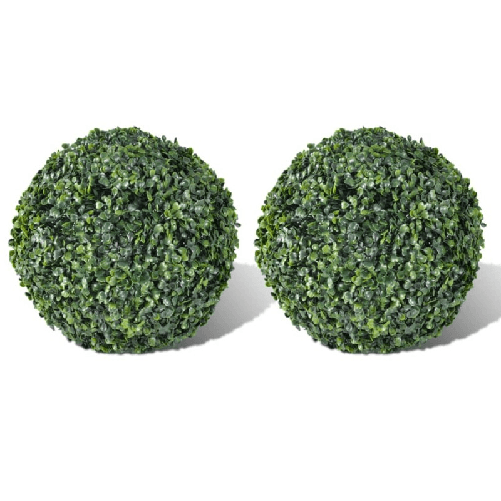 Sfere di Bosso 2 pz Arte Topiaria con Foglie 27 cm