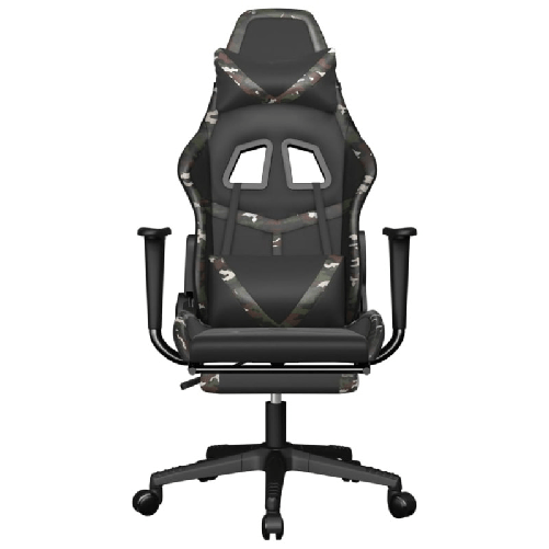 Sedia Gaming Massaggio Poggiapiedi Nero e Mimetico Similpelle
