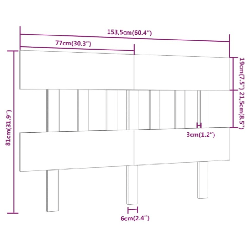 Testiera per Letto Miele 153,5x3x81 cm Legno Massello di Pino