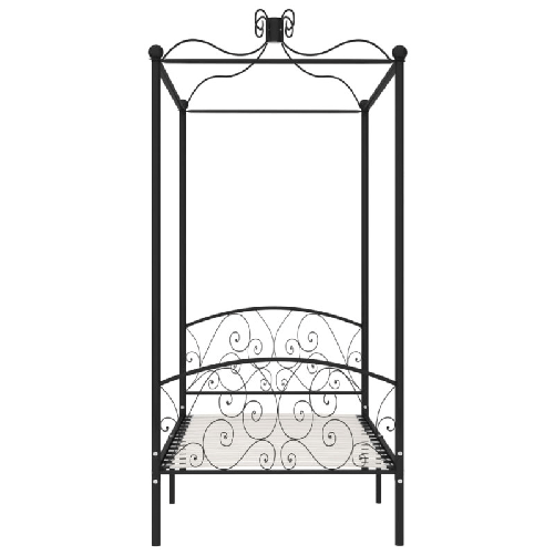 Letto a Baldacchino Nero in Metallo 100x200 cm