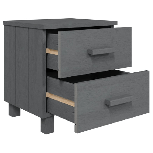 Comodino HAMAR Grigio Scuro 40x35x44,5 cm in Legno di Pino